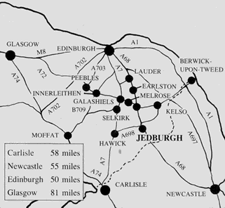 Area Map of Location of Jedburgh