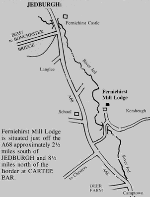Detail Map of Location of Ferniehirst Mill Lodge